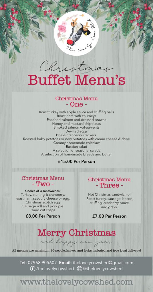 The Lovely Cow Shed Christmas Menu