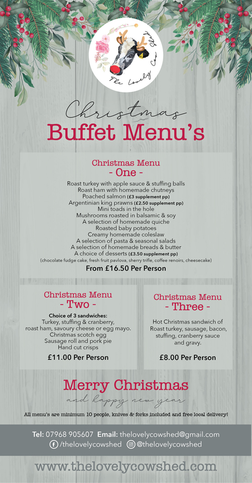 The Lovely Cow Shed - Christmas Buffet Menu