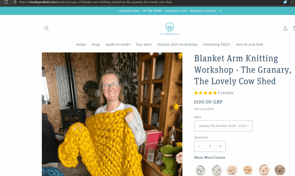 Blanket Arm Knitting Workshop - The Granary, The Lovely Cow Shed